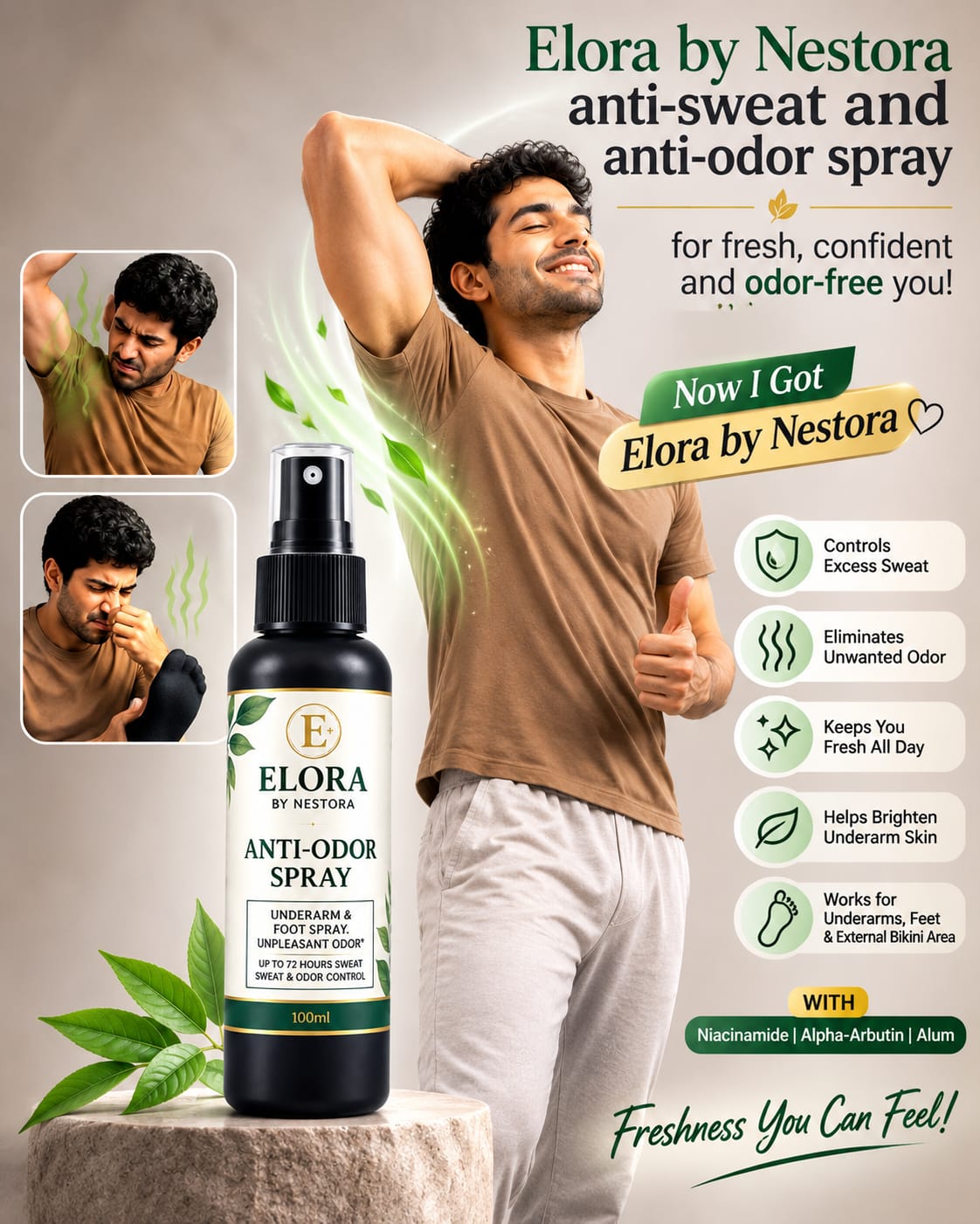 Elora by Nestora Anti sweat & Anti odor spray