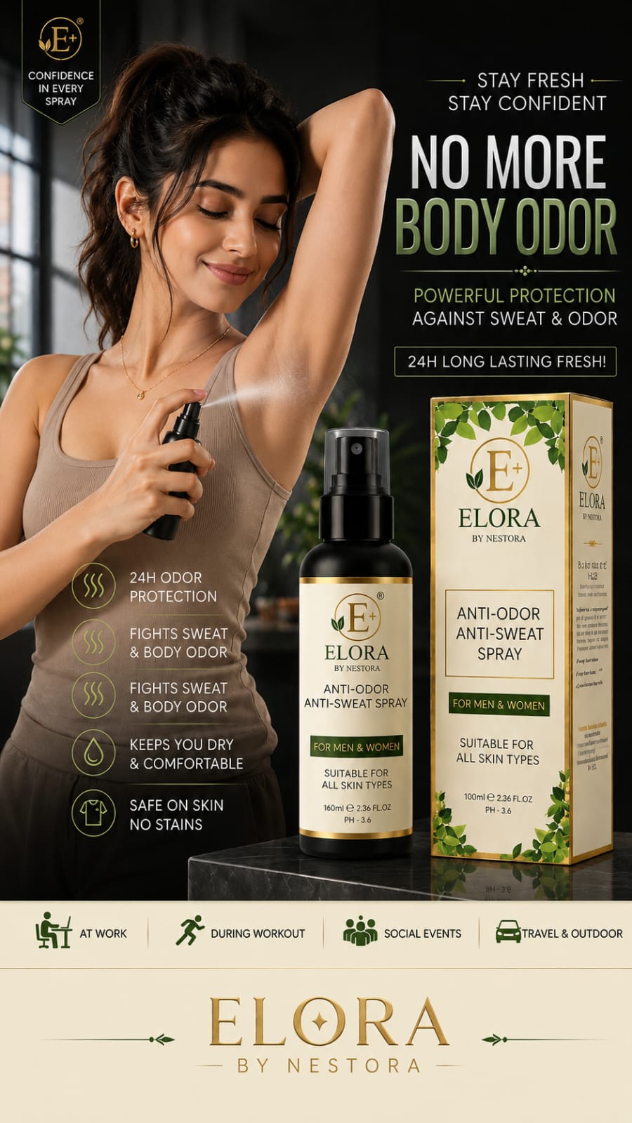 Elora by Nestora Anti sweat & Anti odor spray